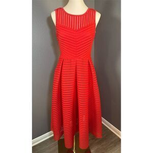 Miss Avenue Red Sleeveless Skater Dress Midi Party Size M